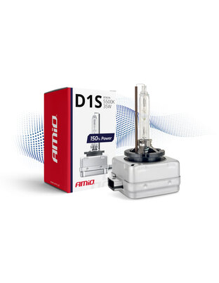Amio - Λάμπα Xenon D1S 5500K 35W 12V 150% Power για αντικατάσταση εργοστασιακών και aftermarket xenon με έως 50% περισσότερο φως και καθαρή δέσμη - 1 Τεμ. (01968/AM)
