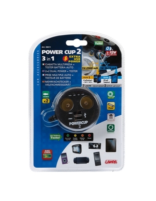 ΑΝΤΑΠΤΟΡΑΣ ΑΝΑΠΤΗΡΑ POWERCUP 2 12V + 2USB + TESTER ΜΠΑΤΑΡΙΑΣ