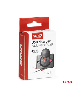 Amio - ΠΡΙΖΑ ΜΕ 2 ΘΥΡΕΣ-USB+USB-C ΚΑΙ ΚΑΠΑΚΙ 12/24V QUICK CHARGE 3.0 ΑΔΙΑΒΡΟΧΗ ΤΕΤΡΑΓΩΝΟ ΣΧΗΜΑ ΜΑΥΡΗ - 1 Τεμ. (04231/AM)