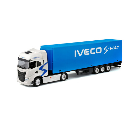 Lampa - Μινιατούρα νταλίκα Iveco S-Way με κοντέινερ 1:43 σε λευκό/μπλε χρώμα Burago - 1 τεμ. (BU31469)