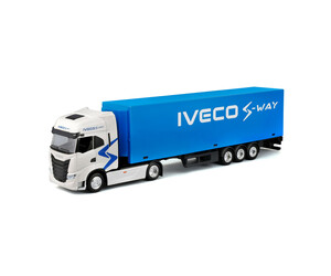 Lampa - Μινιατούρα νταλίκα Iveco S-Way με κοντέινερ 1:43 σε λευκό/μπλε χρώμα Burago - 1 τεμ. (BU31469)