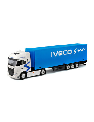 Lampa - Μινιατούρα νταλίκα Iveco S-Way με κοντέινερ 1:43 σε λευκό/μπλε χρώμα Burago - 1 τεμ. (BU31469)