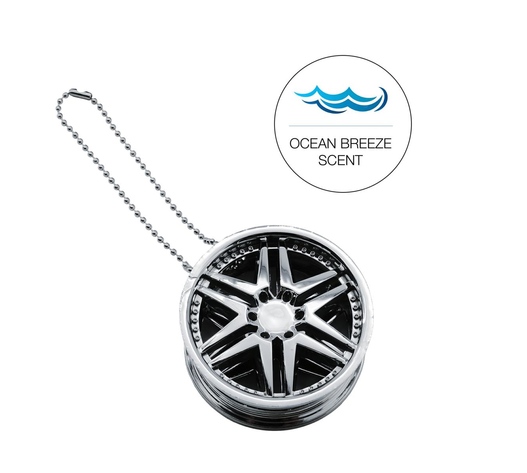 ΑΡΩΜΑΤΙΚΟ ΚΡΕΜΑΣΤΟ ΣΕ ΣΧΗΜΑ ΖΑΝΤΑΣ CHROME WHEEL OCEAN BREEZE 6cm SIMONI RACING - 1 TEM.