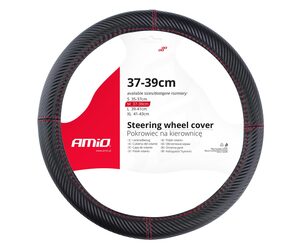 Amio - ΚΑΛΥΜΜΑ ΤΙΜΟΝΙΟΥ SWC-38 M 37-39cm ΣΕ ΜΑΥΡΟ CARBON ΧΡΩΜΑ ΜΕ ΚΟΚΚΙΝΗ ΡΑΦΗ - 1 ΤΕΜ. (02811/AM)