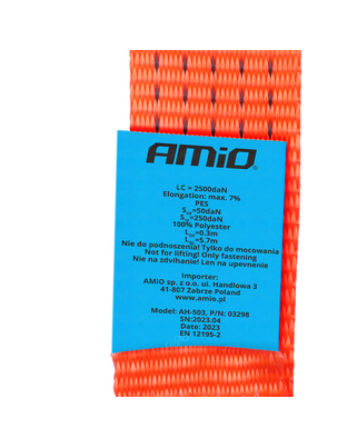 Amio - ΙΜΑΝΤΑΣ ΔΕΣΙΜΑΤΟΣ ΜΕ ΚΑΣΤΑΝΙΑ ΚΑΙ ΜΕΤΑΛΛΙΚΟΥΣ ΓΑΝΤΖΟΥΣ 6m/50mm 5000kg ΚΟΚΚΙΝΟ - 1 τεμ. (03298/AM)
