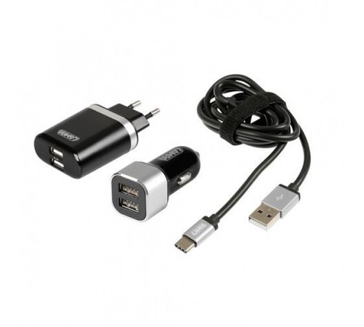 ΚΑΛΩΔΙΟ ΦΟΡΤΙΣΗΣ SILVER LINE USB TYPE C -100 cm (ΔΙΠΛΟΣ ΑΝΤΑΠΤΟΡΑΣ ΑΝΑΠΤΗΡΑ 12/24V ΚΑΙ ΠΡΙΖΑ 220 V) 