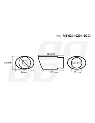 Amio - ΑΚΡΟ ΕΞΑΤΜΙΣΗΣ ΜΑΥΡΟ 165x86mm Φ37>54mm - 1 τεμ. (02351/AM)