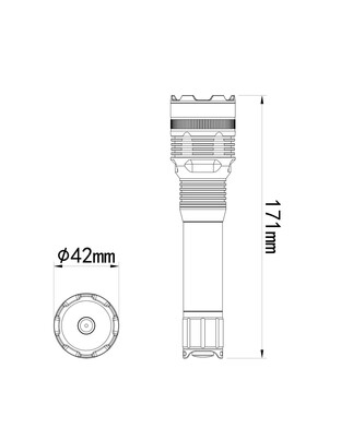 ΦΑΚΟΣ ΧΕΙΡΟΣ 1x10W 240lm IP65 171mm Φ42mm 3300mAh Li-ion TACTICAL LASER FLASHLIGHT M-TECH - 1 Τεμ.