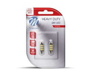 ΛΑΜΠΑΚΙΑ ΠΛΑΦΟΝΙΕΡΑΣ C5W 24V SV8,5 41mm 9xSMD5630 LED ΛΕΥΚΟ HEAVY DUTY BLISTER  M-TECH - 2 ΤΕΜ.
