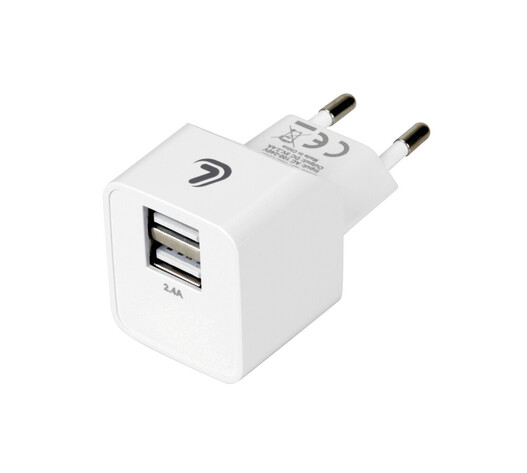 ΦΟΡΤΙΣΤΗΣ ME OIKIAKH ΠΡΙΖΑ 220/240V 12W 2400mA ΜΕ 2 ΘΥΡΕΣ USB (A+A) LAMPA - 1 ΤΕΜ