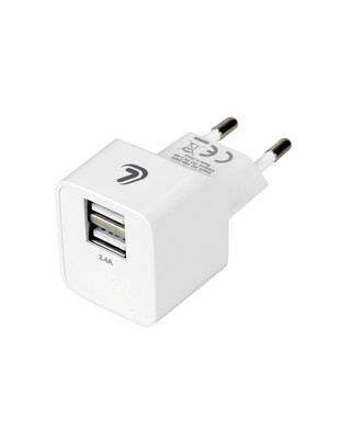 ΦΟΡΤΙΣΤΗΣ ME OIKIAKH ΠΡΙΖΑ 220/240V 12W 2400mA ΜΕ 2 ΘΥΡΕΣ USB (A+A) LAMPA - 1 ΤΕΜ