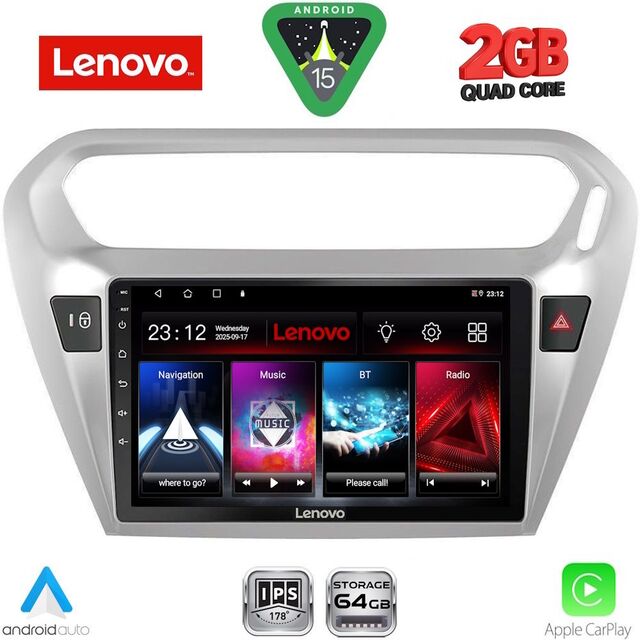 LENOVO LVD 2511SL_CPA (9inc) MULTIMEDIA TABLET for CITROEN ELYSEE – PEUGEOT 301 mod. 2013-2026 (SILVER)
