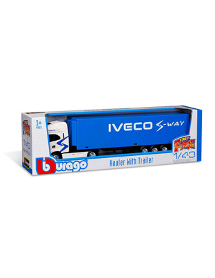 Lampa - Μινιατούρα νταλίκα Iveco S-Way με κοντέινερ 1:43 σε λευκό/μπλε χρώμα Burago - 1 τεμ. (BU31469)