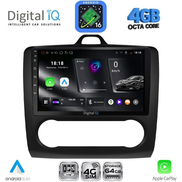 DIGITAL IQ RTG 6156BL_CPA CLIMA (9inc) MULTIMEDIA TABLET for FORD FOCUS mod. 2005-2012 (BLACK)