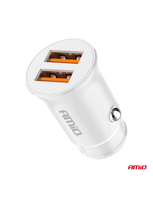 Amio - ΦΟΡΤΙΣΤΗΣ ΑΝΑΠΤΗΡΑ 12/24V ΜΕ 2 ΘΥΡΕΣ 2xUSB 10.5W 5V/2.1A ΛΕΥΚΟΣ - 1 Τεμ. (03872/AM)