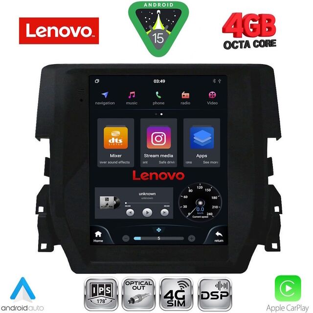 LENOVO SSX 9975_CPA TESLA STYLE for HONDA CIVIC mod. 2016-2021
