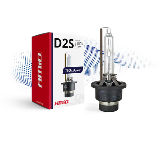 Amio - Λάμπα Xenon D2S 5500K 35W 12V 150% Power για αντικατάσταση εργοστασιακών και aftermarket xenon με έως 50% περισσότερο φως και καθαρή δέσμη - 1 Τεμ. (01973/AM)