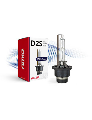 Amio - Λάμπα Xenon D2S 5500K 35W 12V 150% Power για αντικατάσταση εργοστασιακών και aftermarket xenon με έως 50% περισσότερο φως και καθαρή δέσμη - 1 Τεμ. (01973/AM)