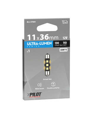 ΛΑΜΠΑΚΙΑ ΠΛΑΦΟΝΙΕΡΑΣ 12V 11x36mm 130/110lm 6.500K ΔΙΠΛΗΣ ΠΟΛΙΚΟΤΗΤΑΣ LED ULTRA-LUMEN SERIES 1ΤΕΜ.