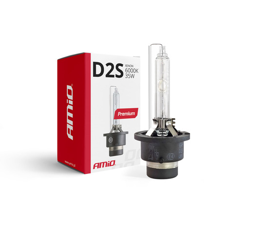 Amio - Λάμπα Xenon D2S 6000K 35W 12V Premium για αντικατάσταση εργοστασιακών και aftermarket xenon με καθαρό λευκό φωτισμό και σταθερή απόδοση χωρίς τροποποιήσεις - 1 Τεμ. (01976/AM)