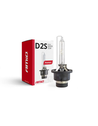 Amio - Λάμπα Xenon D2S 6000K 35W 12V Premium για αντικατάσταση εργοστασιακών και aftermarket xenon με καθαρό λευκό φωτισμό και σταθερή απόδοση χωρίς τροποποιήσεις - 1 Τεμ. (01976/AM)