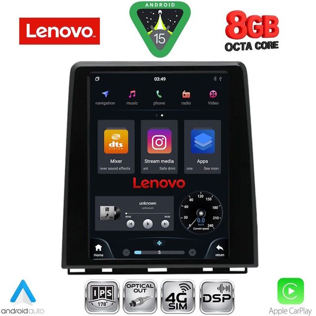 LENOVO SSW 10948_CPAA (HIGH VERSION) TESLA STYLE for RENAULT CLIO 5 - CAPTUR mod. 2019-2026