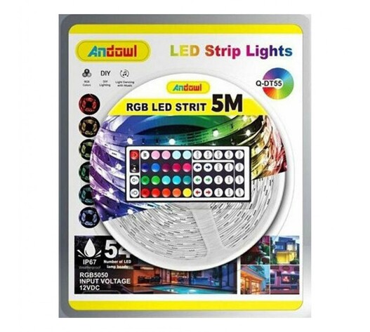 ANDOWL ΑΔΙΑΒΡΟΧΗ ΤΑΙΝΙΑ LED 12V RGB 5m ΤΥΠΟΥ SMD5050 Q-DT55
