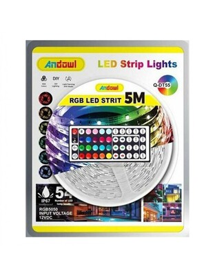 ANDOWL ΑΔΙΑΒΡΟΧΗ ΤΑΙΝΙΑ LED 12V RGB 5m ΤΥΠΟΥ SMD5050 Q-DT55