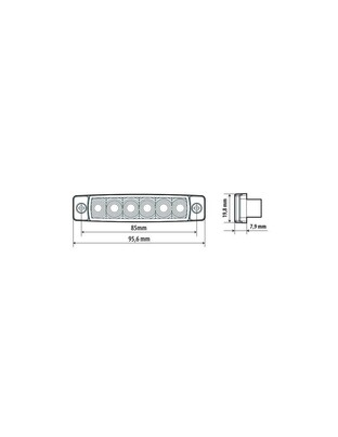 ΦΩΣ ΟΓΚΟΥ 9>32V 6 LED ΚΟΚΚΙΝΟ ΧΡΩΜΑ 95,6x19,8mm ΜΕ ΕΓΚΡΙΣΗ ΤΥΠΟΥ E148 LAMPA -  1 Τεμ.