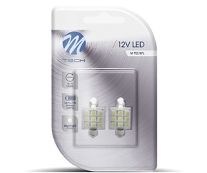 ΛΑΜΠΑΚΙΑ ΠΛΑΦΟΝΙΕΡΑΣ C5W/C10W 12V 1,44W SV8,5 41mm PREMIUM LED 9xSMD5050 ΛΕΥΚΟ BLISTER 2ΤΕΜ. M-TECH