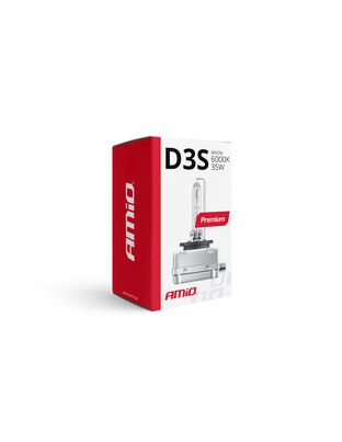 Amio - Λάμπα Xenon D3S 6000K 35W 12V Premium για αντικατάσταση εργοστασιακών και aftermarket xenon με καθαρό λευκό φωτισμό και σταθερή απόδοση με ενσωματωμένο igniter - 1 Τεμ. (01979/AM)