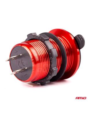 Amio - ΠΡΙΖΑ ΦΟΡΤΙΣΗΣ ΜΕ 2 ΘΥΡΕΣ USB ΚΑΙ ΨΗΦΙΑΚΟ ΒΟΛΤΟΜΕΤΡΟ ΜΕ ΚΑΠΑΚΙ ΚΟΚΚΙΝΗ 12/24V 5V 3.1A MOD-11 - 1 τεμ. (02861/AM)
