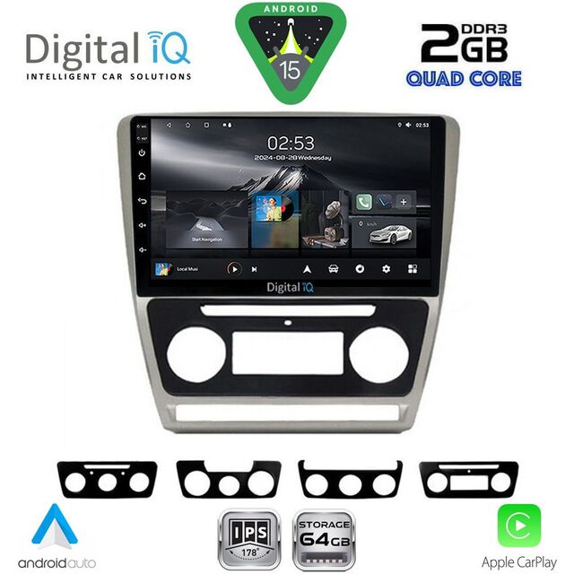 DIGITAL IQ RSD 1595SL_CPA (10inc) MULTIMEDIA TABLET for SKODA OCTAVIA 5 mod. 2005-2012 (SILVER)