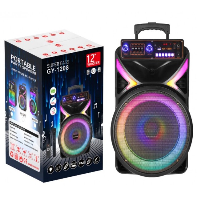 ΦΟΡΗΤΟ ΗΧΕΙΟ SUBWOOFER 12'' ΜΕ ΣΥΣΤΗΜΑ ΚΑΡΑΟΚΕ GY-1208