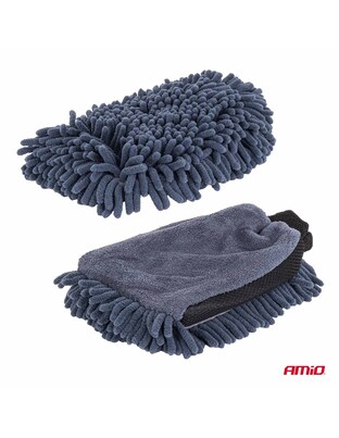 Amio - Σετ Περιποίησης με Γάντι Πλυσίματος 20x26cm (94g/sqm) και Πανί Στεγνώματος Μικροϊνών 60x90cm υψηλής απορροφητικότητας (800g/sqm) για Επιβατικά Αυτοκίνητα - 1 σετ (04489/AM)