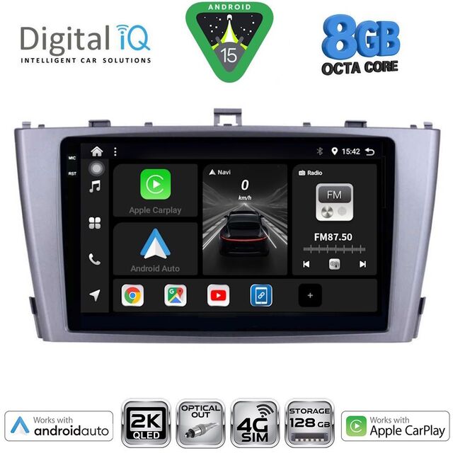 DIGITAL IQ BXK 20705SL_CPAA (9inc) MULTIMEDIA TABLET for TOYOTA AVENSIS (T27) mod. 2009-2015 (SILVER)