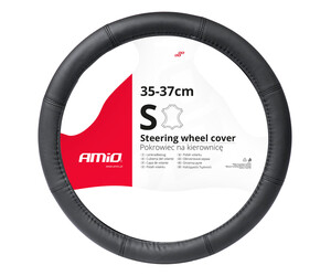 Amio - ΚΑΛΥΜΜΑ ΤΙΜΟΝΙΟΥ ΔΕΡΜΑTINO 35-37CM SWC-48-S ΣΕ ΜΑΥΡΟ ΧΡΩΜΑ ΜΕ ΜΑΥΡΕΣ ΡΑΦΕΣ - 1 ΤΕΜ. (03545/AM)