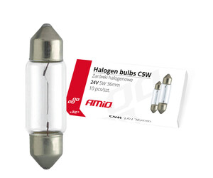 Amio - Λαμπτήρες Πλαφονιέρας C5W 24V 5W 36mm Αλογόνου για Φορτηγά - 10 τεμ. (01000/AM)
