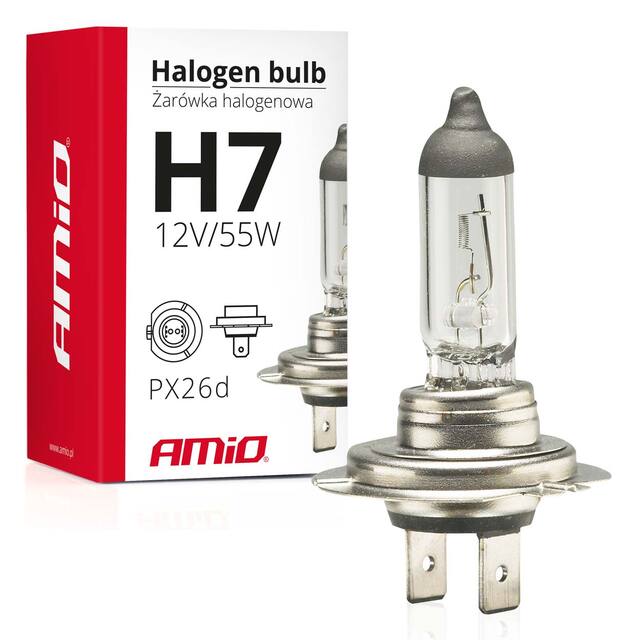 Amio - λάμπα τύπου H7 αλογόνου τάση λειτουργίας 12V απόδοση 55W τύπος βάσης PX26d LUMITEC για φώτα αυτοκινήτου – 1 τεμ. (01156/AM)