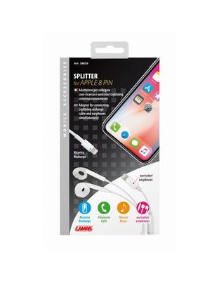 ΤΑΦ ΣΥΝΔΕΣΗΣ ΦΟΡΤΙΣΤΗ ΜΕ ΑΚΟΥΣΤΙΚΑ SPLITTER APPLE (8 PIN) 90 ΜΟΙΡΩΝ