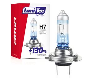 Amio - Λαμπτήρας Αλογόνου LumiTec Limited +130% τύπου H7 12V ισχύος 55W με βάση PX26d και λευκό φως 4300K για αυξημένη ορατότητα και μεγαλύτερη δέσμη έως 40m - 1 Τεμ. (02133/AM)
