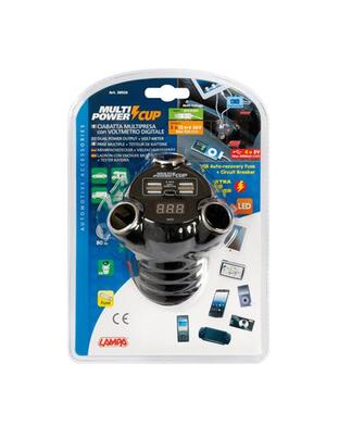 ΑΝΤΑΠΤΟΡΑΣ ΑΝΑΠΤΗΡΑ 12/24/36V ΤΡΙΠΛΟΣ ΜΕ 4 USB+ΒΟΛΤΟΜΕΤΡΟ MULTI POWER CUP ΜΕ ΚΑΛΩΔΙΟ 80cm