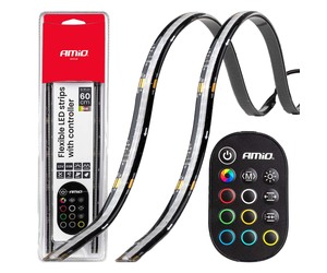 Amio – Ταινία LED RGB 12V 2x30cm Flexible με Τηλεχειριστήριο για Πολύχρωμο Εσωτερικό Φωτισμό & Easy Control – Σετ 2 Τεμ. (04579/AM)
