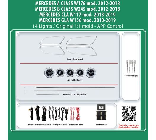 DIQ AMBIENT BENZ BC13M2 (Digital iQ Ambient Light MERCEDES A-B-CLA-GLA mod. 2012-2020, 14 Lights)