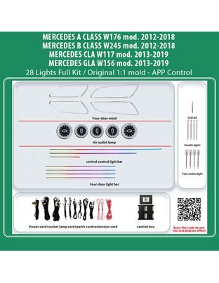 DIQ AMBIENT BENZ BC13M3 FULL KIT (Digital iQ Ambient Light MERCEDES A-B-CLA-GLA mod. 2012-2020, 28 Lights Full Kit)