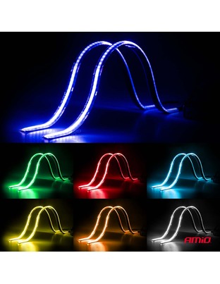 Amio – Ταινία LED RGB 12V 2x30cm Flexible με Τηλεχειριστήριο για Πολύχρωμο Εσωτερικό Φωτισμό & Easy Control – Σετ 2 Τεμ. (04579/AM)