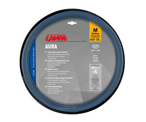 Lampa - Κάλυμμα Τιμονιού AURA (M) 37/39cm Μαύρο ένθετο με γυαλάδα / Μπλέ άοσμο μαλακό Skeentex - 1 τεμ. (L3290.8)