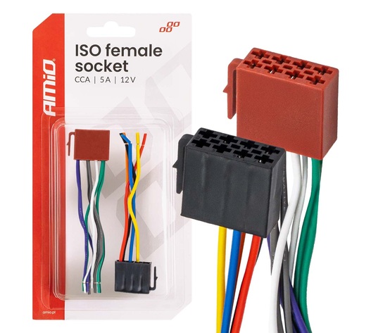 Amio - Φίσσα ISO Θηλυκή 12V έως 5A – CCA, Για Ηλεκτρικές & Φωτιστικές Εγκαταστάσεις Οχημάτων - 1 τεμ. (04444/AM)