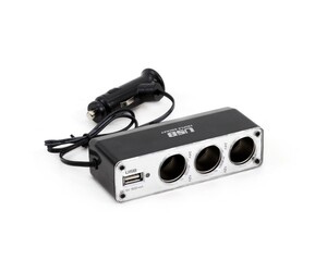 Amio - Αντάπτορας Αναπτήρα Τριπλός με 1 USB 500mA 12/24V 2A Max με Καλώδιο 30cm - Ταυτόχρονη Φόρτιση & Έλεγχος Συσκευών - 1 Τεμ. (01706/AM)