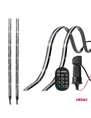 Amio – Ταινία LED RGB 12V 2x30cm Flexible με Τηλεχειριστήριο για Πολύχρωμο Εσωτερικό Φωτισμό & Easy Control – Σετ 2 Τεμ. (04579/AM)